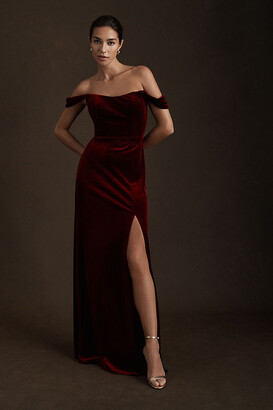 Jenny Yoo Issa Velvet Dress Red