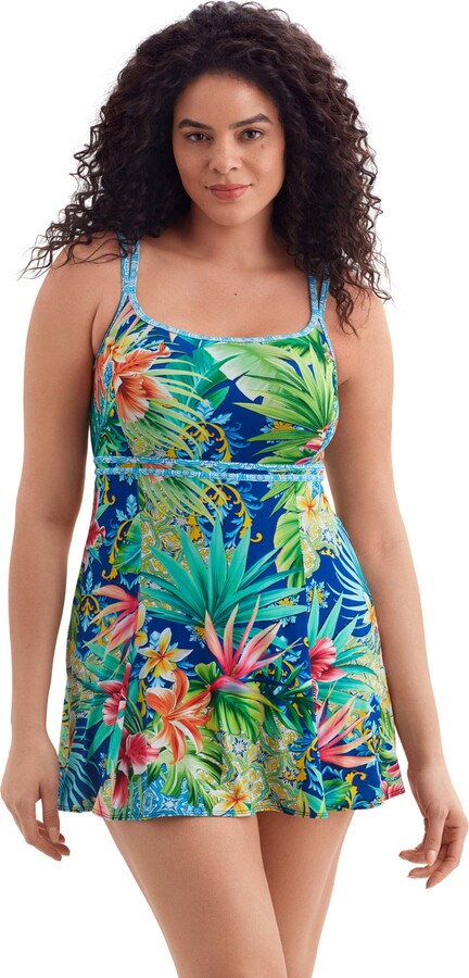 Longitude Empire Princess Seam Long Torso Swim Dress