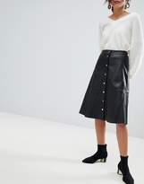 Thumbnail for your product : Selected A-Line Button Through Leather Skirt