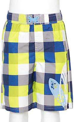 iXtreme Iextreme Blue Yellow Surfboard Checked Swim Trunks Baby Boys Size 12M