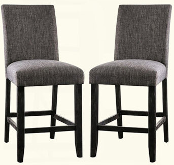 Latitude Run Set Of 2 Padded Fabric Counter Height Chairs In Gray Finish