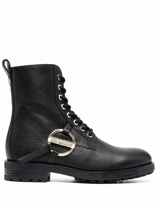 Love Moschino Logo-Plaque Lace-Up Boots