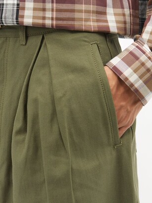 Loewe Low-drop Cotton-twill Trousers - Green