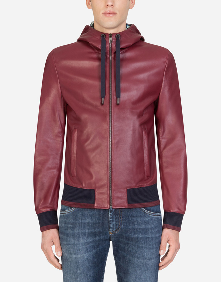 Dolce & Gabbana Leather Jacket With Hood - ShopStyle