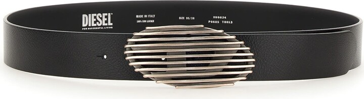 Diesel 'OVAL D LOGO B-1DR' Wide Belt With Logo Women'S Silver for Women