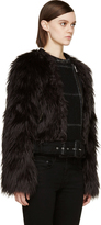 Thumbnail for your product : Band Of Outsiders Black Fur & Wool Biker Jacket