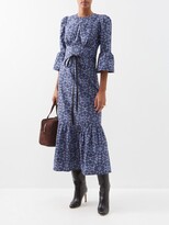 Thumbnail for your product : Cefinn Luna Geometric-print Organic Cotton-voile Dress - Blue Multi