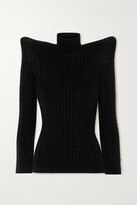 Thumbnail for your product : Balenciaga Cable Knit-effect Velvet Turtleneck Sweater - Black