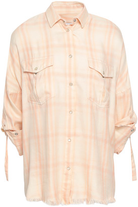 IRO Frayed Checked Cotton-blend Flannel Shirt