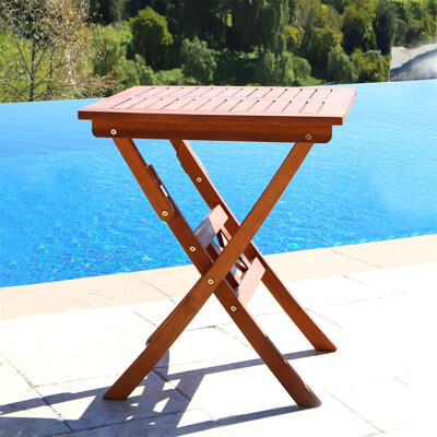 Small Table Solid Hard Wood Seashell-Shape Folding Table Indoor Outdoor 折叠木桌 