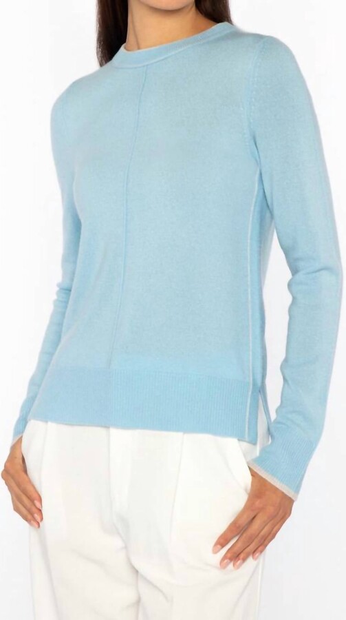 Kinross Women's Tipped Crew Top In Tranquil Blue