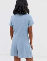 Thumbnail for your product : New Look Petite button down playsuit in light blue