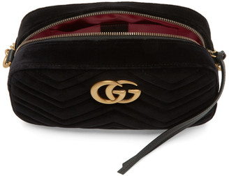 Gucci Black Velvet GG Marmont 2.0 Camera Bag
