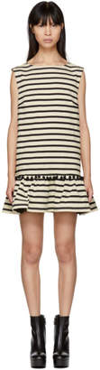 Marc Jacobs White and Black Striped Pom Pom Dress