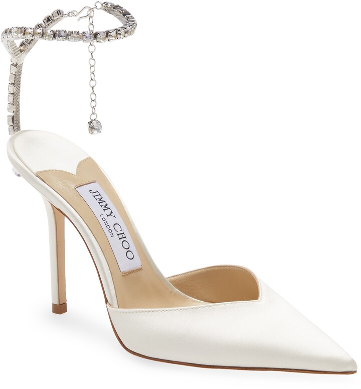ivory pumps with ankle strap