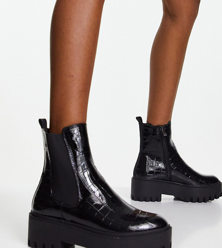 patent croc ankle boots