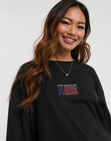 Thumbnail for your product : Daisy Street oversized long sleeve t-shirt dress with vintage los angeles print
