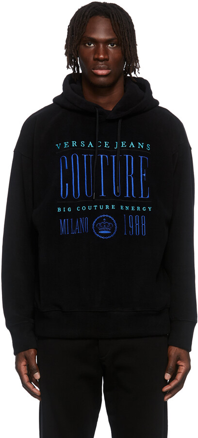 Versace Jeans Couture Black Embroidery Fleece Hoodie - ShopStyle