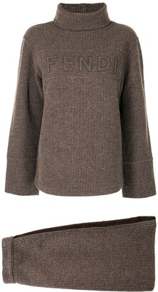 Fendi Pre-Owned Logo-Embossed Knitted Jumper And Skirt Set