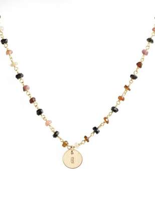 Nashelle 14k-Gold Fill Mini Initial Disc Tourmaline Chain Necklace