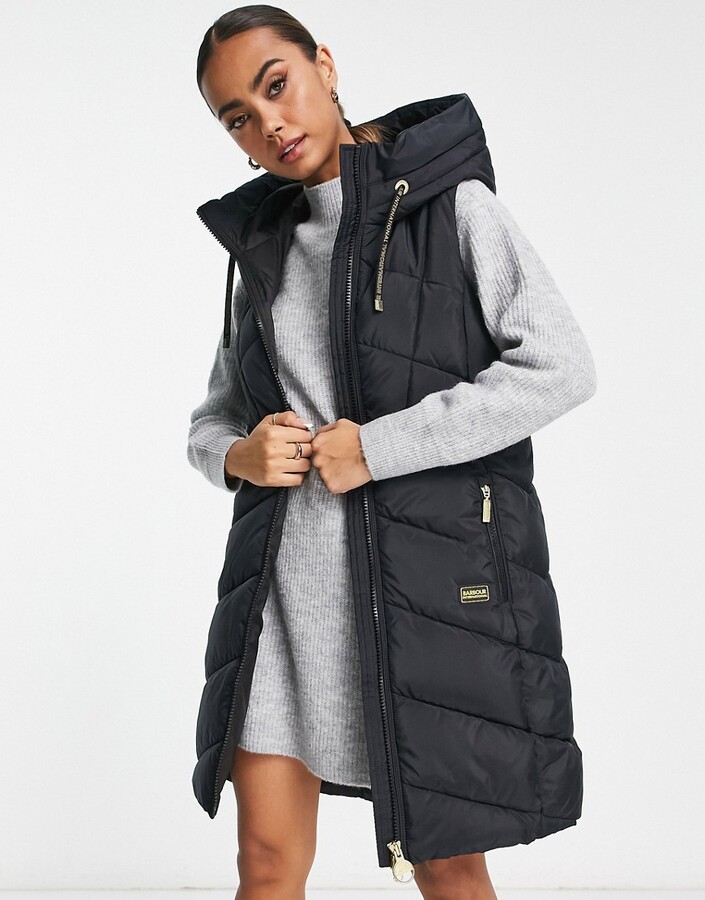 Barbour International Rafaela gilet with hood in black ShopStyle