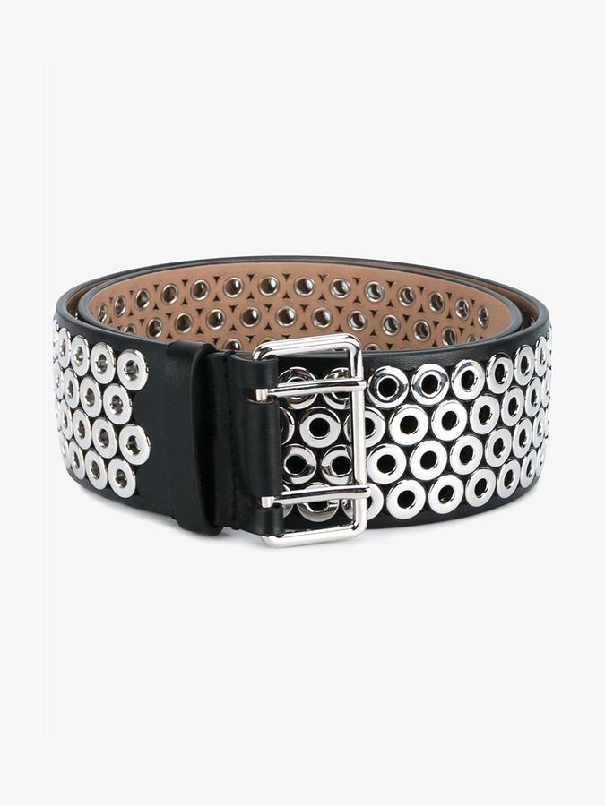 Alaia Eyelet Embellished Leather Belt - ShopStyle
