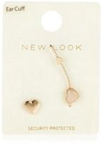 Thumbnail for your product : New Look Gold Heart Ear Cuff and Stud Earring