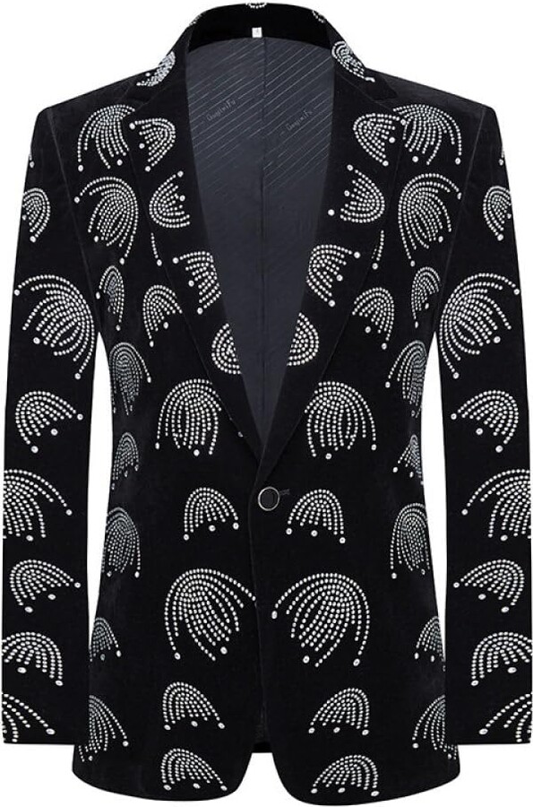 COSKTIARL Men's Suit Blazer Jacket Mens Black Button Suit