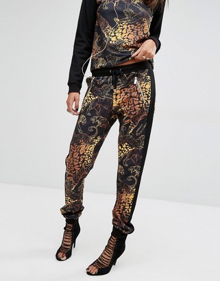 Versace Jeans Animal Print Trackpant with Waffle Panel