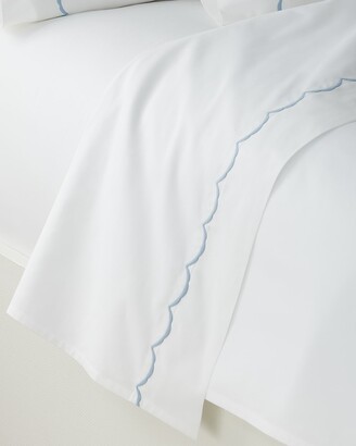 Matouk Scallop Full/Queen Embroidered 350 Thread Count Flat Sheet