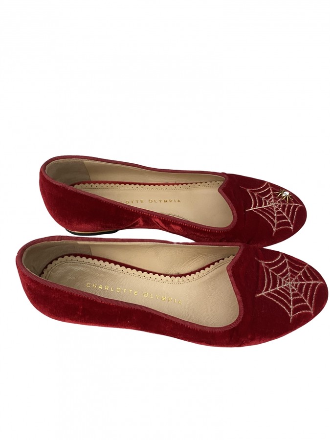 red velvet ballet flats