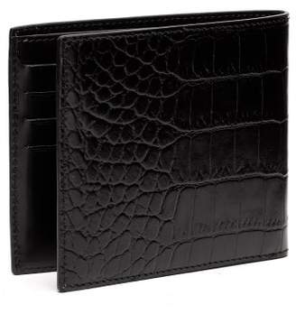 Givenchy Crocodile Effect Bi Fold Leather Wallet - Mens - Black