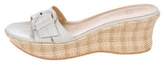 Thumbnail for your product : Stuart Weitzman Leather Wedge Slides