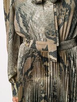 Thumbnail for your product : MSGM Tie-Neck Snakeskin-Print Pleated Dress