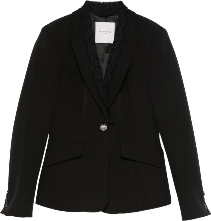 ERMANNO FIRENZE Lace-Detail Single-Breasted Jacket