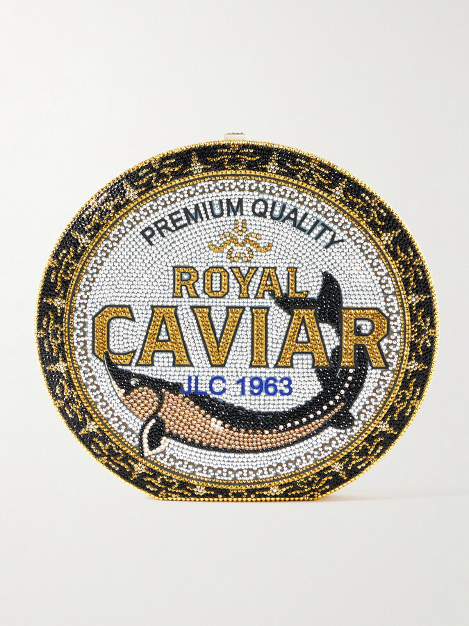 Judith Leiber Royal Caviar Crystal-embellished Silver-tone Clutch - White