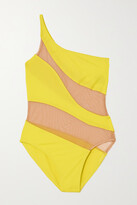 Thumbnail for your product : Norma Kamali Snake One-shoulder Mesh-paneled Swimsuit