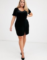 Thumbnail for your product : Fashion Union Plus sweetheart neckline mini dress with lace trim