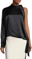 Thumbnail for your product : Diane von Furstenberg One-Shoulder Knotted Satin Blouse