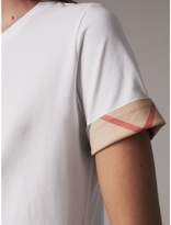Thumbnail for your product : Burberry Check Cuff Stretch Cotton T-Shirt