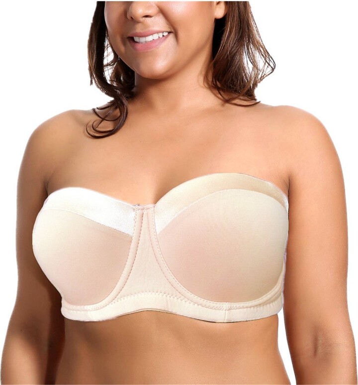 YANDW Strapless Bra with Clear Straps and Back Heavily Padded Push