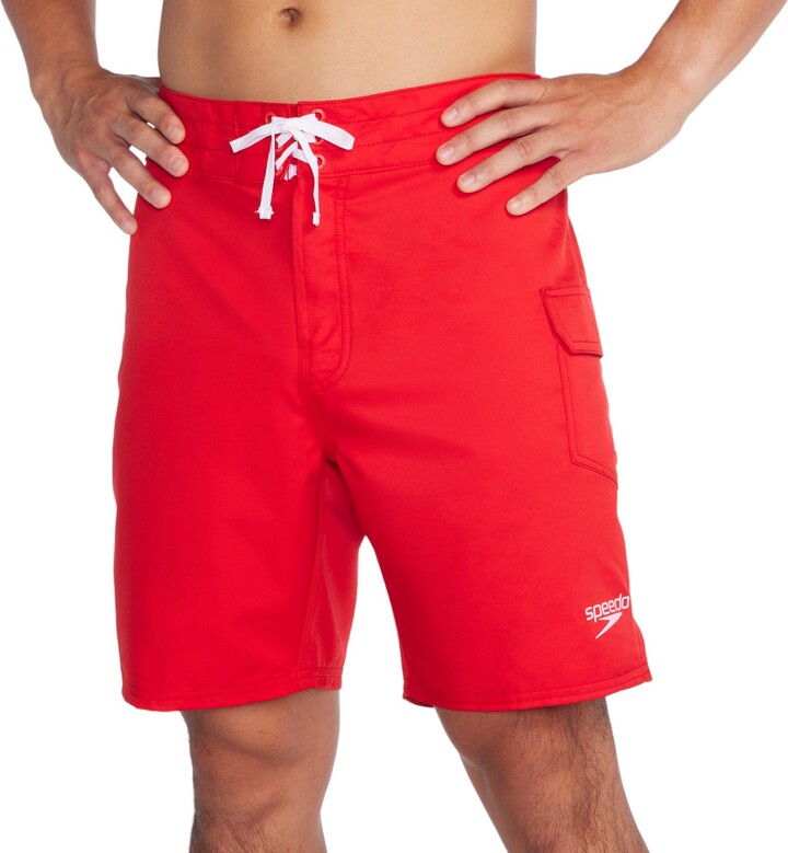 Speedo Men's Guard 18" Boardshorts, Size 28, Team Red