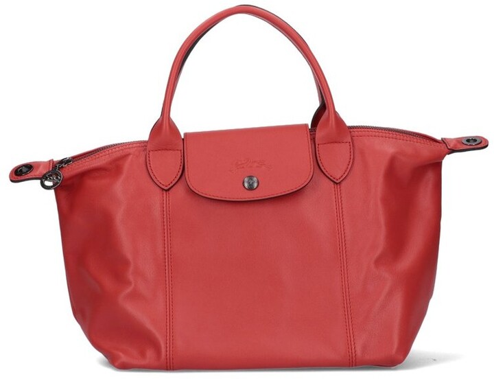 longchamp red leather tote