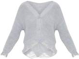 Thumbnail for your product : PrettyLittleThing Grey Fray Edge Cardigan
