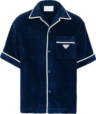 Prada Men's Cotton Bowling Shirt - Blue - Size Small - ShopStyle