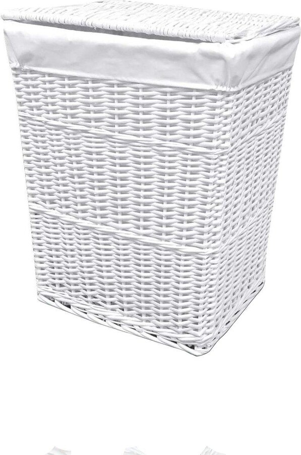 Arpan Large White Wicker Laundry Basket With White Lining ShopStyle