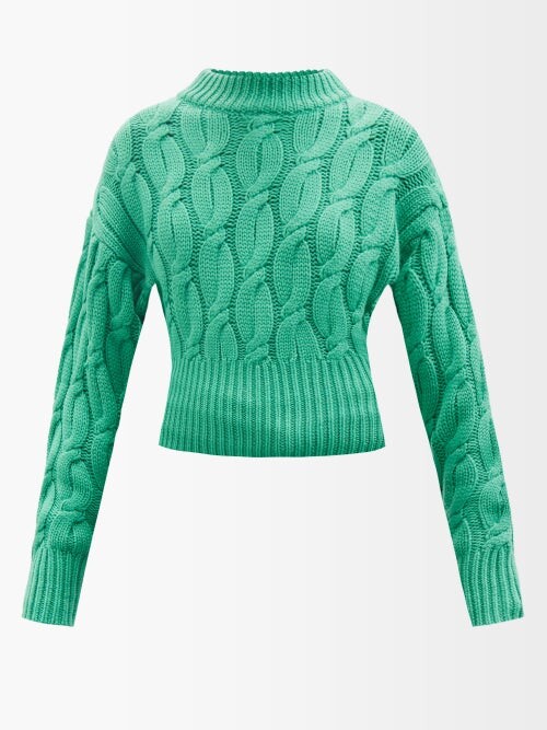 Emilia Wickstead Hilda High-neck Cabled-wool Sweater - Bright