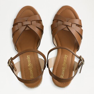 Russell \u0026 Bromley HEADSPIN Women's Brown Woven Espadrille Wedge - ShopStyle