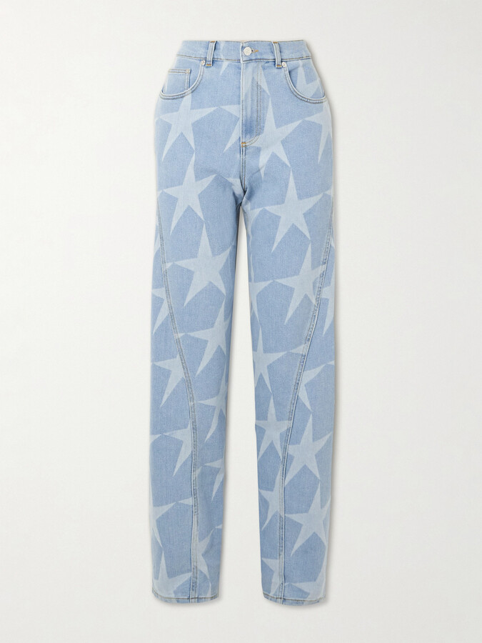 Thierry Mugler Printed Boyfriend Jeans - Blue