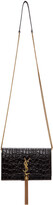 Thumbnail for your product : Saint Laurent Brown Croc Kate Tassel Chain Wallet Bag
